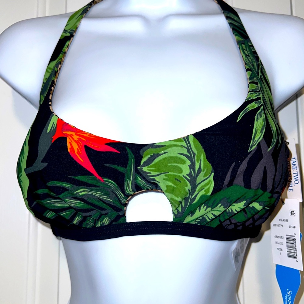 Skinnydippers Reversible Tropical Print Bikini Top (Small)